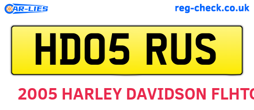 HD05RUS are the vehicle registration plates.