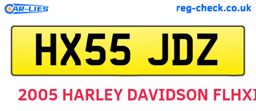 HX55JDZ are the vehicle registration plates.