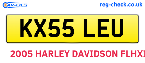 KX55LEU are the vehicle registration plates.