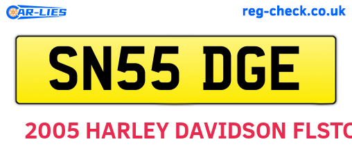 SN55DGE are the vehicle registration plates.