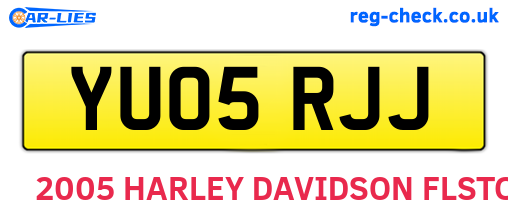 YU05RJJ are the vehicle registration plates.