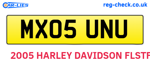 MX05UNU are the vehicle registration plates.