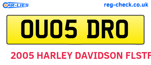 OU05DRO are the vehicle registration plates.