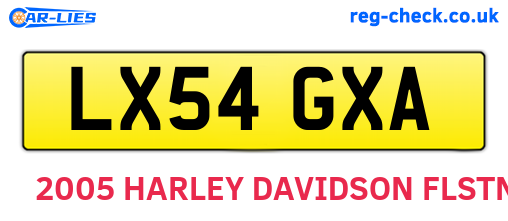 LX54GXA are the vehicle registration plates.