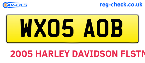 WX05AOB are the vehicle registration plates.