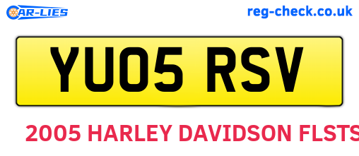 YU05RSV are the vehicle registration plates.
