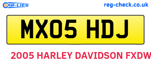 MX05HDJ are the vehicle registration plates.