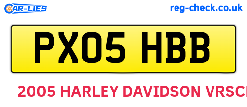 PX05HBB are the vehicle registration plates.