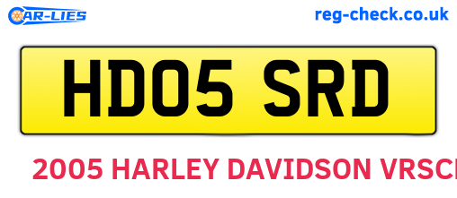 HD05SRD are the vehicle registration plates.
