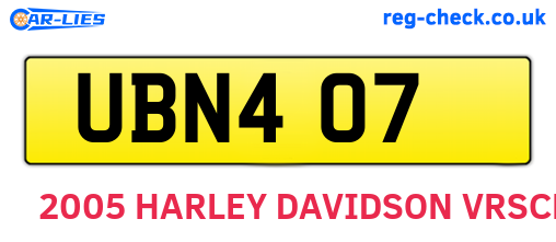 UBN407 are the vehicle registration plates.