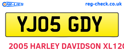YJ05GDY are the vehicle registration plates.