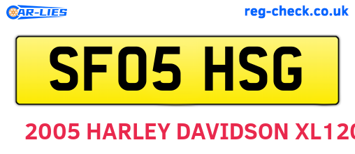SF05HSG are the vehicle registration plates.