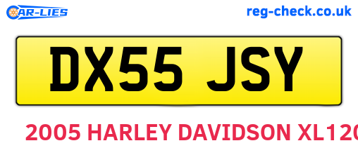 DX55JSY are the vehicle registration plates.