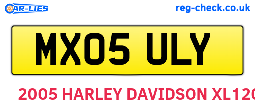 MX05ULY are the vehicle registration plates.