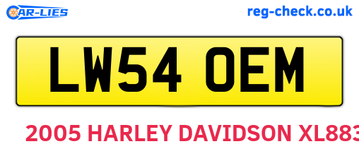LW54OEM are the vehicle registration plates.