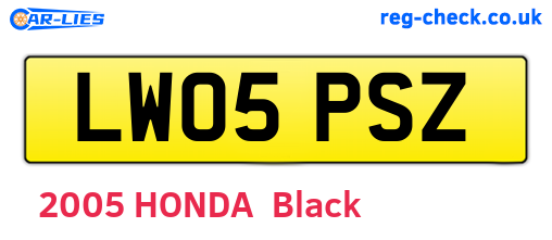 LW05PSZ are the vehicle registration plates.