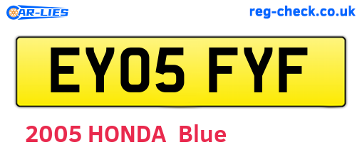 EY05FYF are the vehicle registration plates.