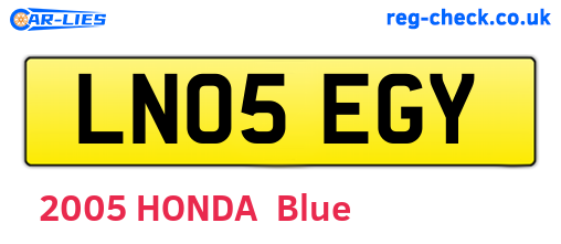 LN05EGY are the vehicle registration plates.