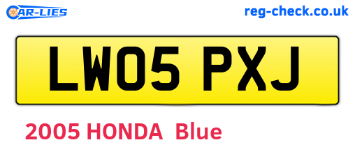 LW05PXJ are the vehicle registration plates.