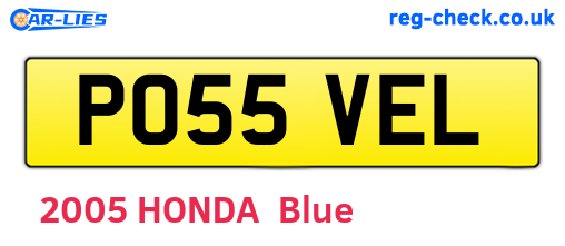 PO55VEL are the vehicle registration plates.