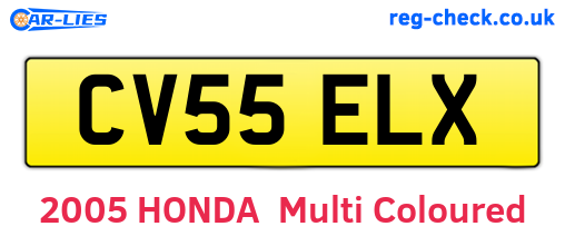CV55ELX are the vehicle registration plates.