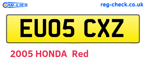 EU05CXZ are the vehicle registration plates.