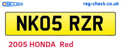 NK05RZR are the vehicle registration plates.
