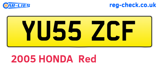 YU55ZCF are the vehicle registration plates.