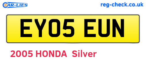 EY05EUN are the vehicle registration plates.