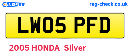 LW05PFD are the vehicle registration plates.