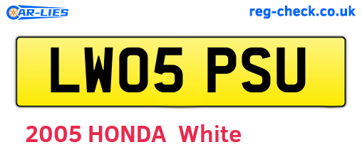 LW05PSU are the vehicle registration plates.