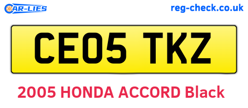 CE05TKZ are the vehicle registration plates.