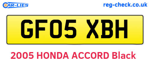 GF05XBH are the vehicle registration plates.