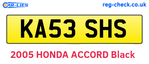 KA53SHS are the vehicle registration plates.