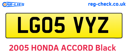 LG05VYZ are the vehicle registration plates.