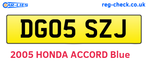 DG05SZJ are the vehicle registration plates.