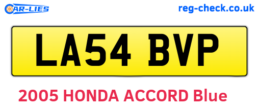 LA54BVP are the vehicle registration plates.
