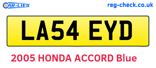 LA54EYD are the vehicle registration plates.