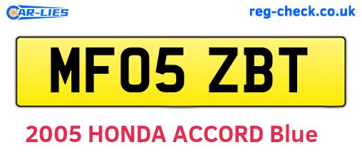 MF05ZBT are the vehicle registration plates.