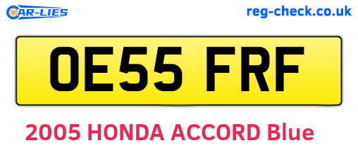 OE55FRF are the vehicle registration plates.