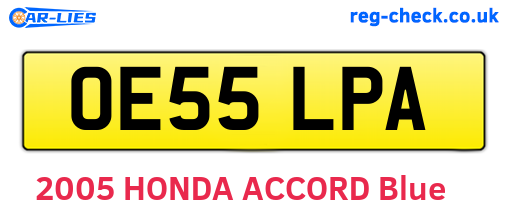OE55LPA are the vehicle registration plates.