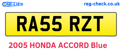 RA55RZT are the vehicle registration plates.