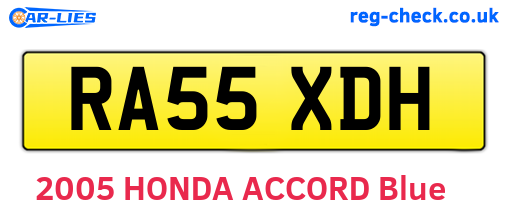 RA55XDH are the vehicle registration plates.