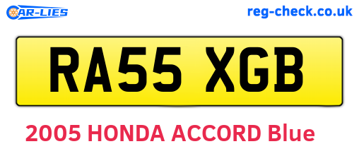 RA55XGB are the vehicle registration plates.