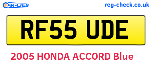 RF55UDE are the vehicle registration plates.