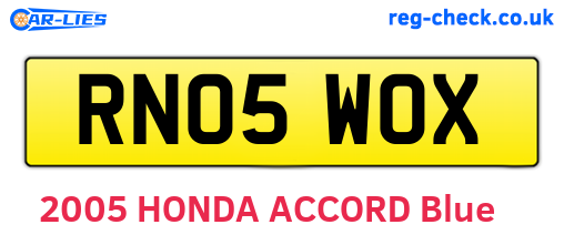 RN05WOX are the vehicle registration plates.
