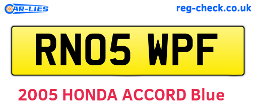 RN05WPF are the vehicle registration plates.