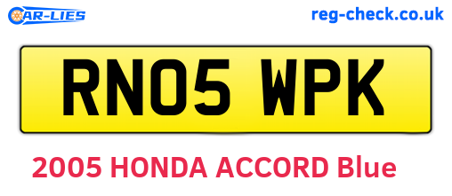 RN05WPK are the vehicle registration plates.