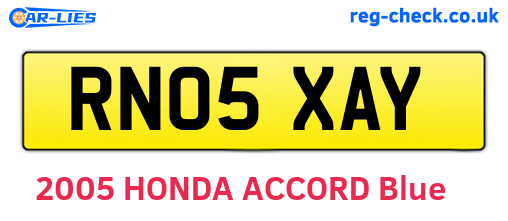 RN05XAY are the vehicle registration plates.