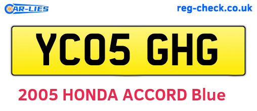 YC05GHG are the vehicle registration plates.